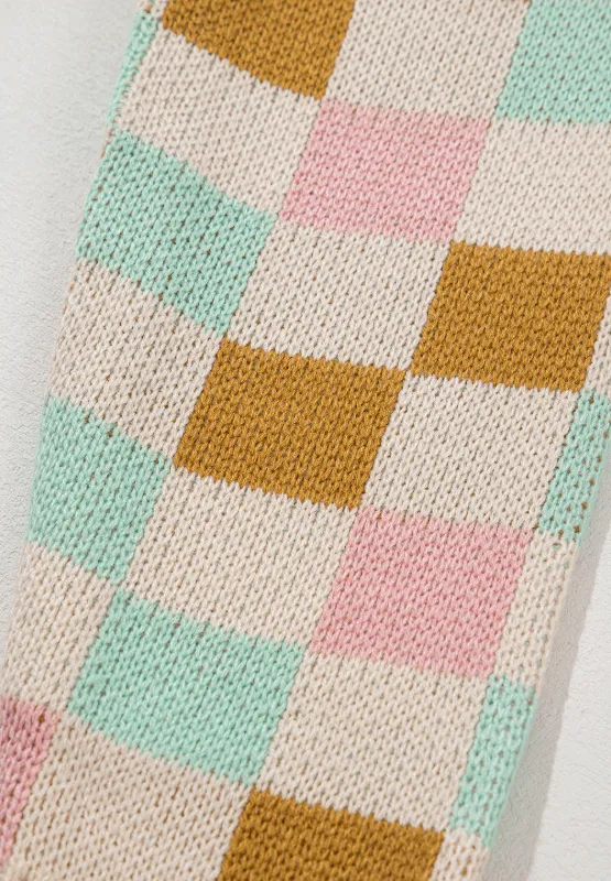 Checkered Round Neck Drop Shoulder Sweater, image 21