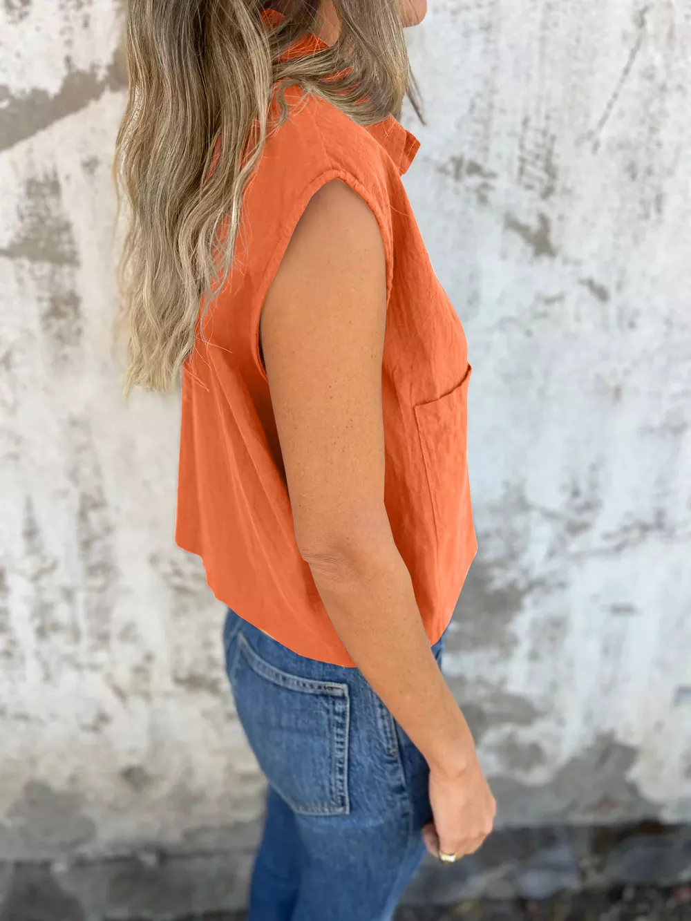Button-Down Cap Sleeve Shirt, image 12