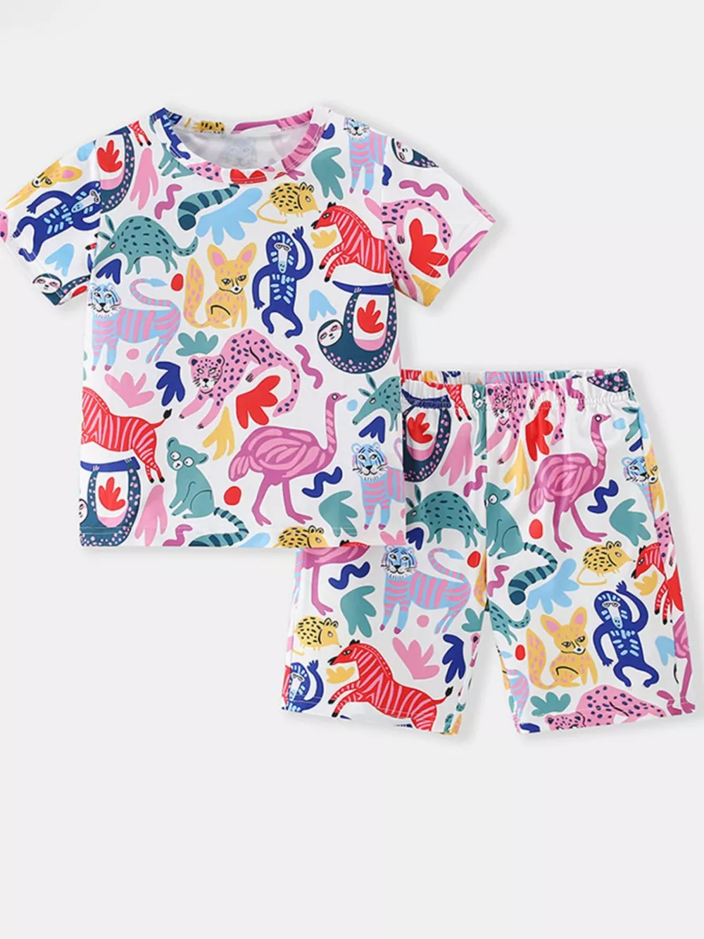 Children's Animal Print Short Sleeve Tee and Shorts Set