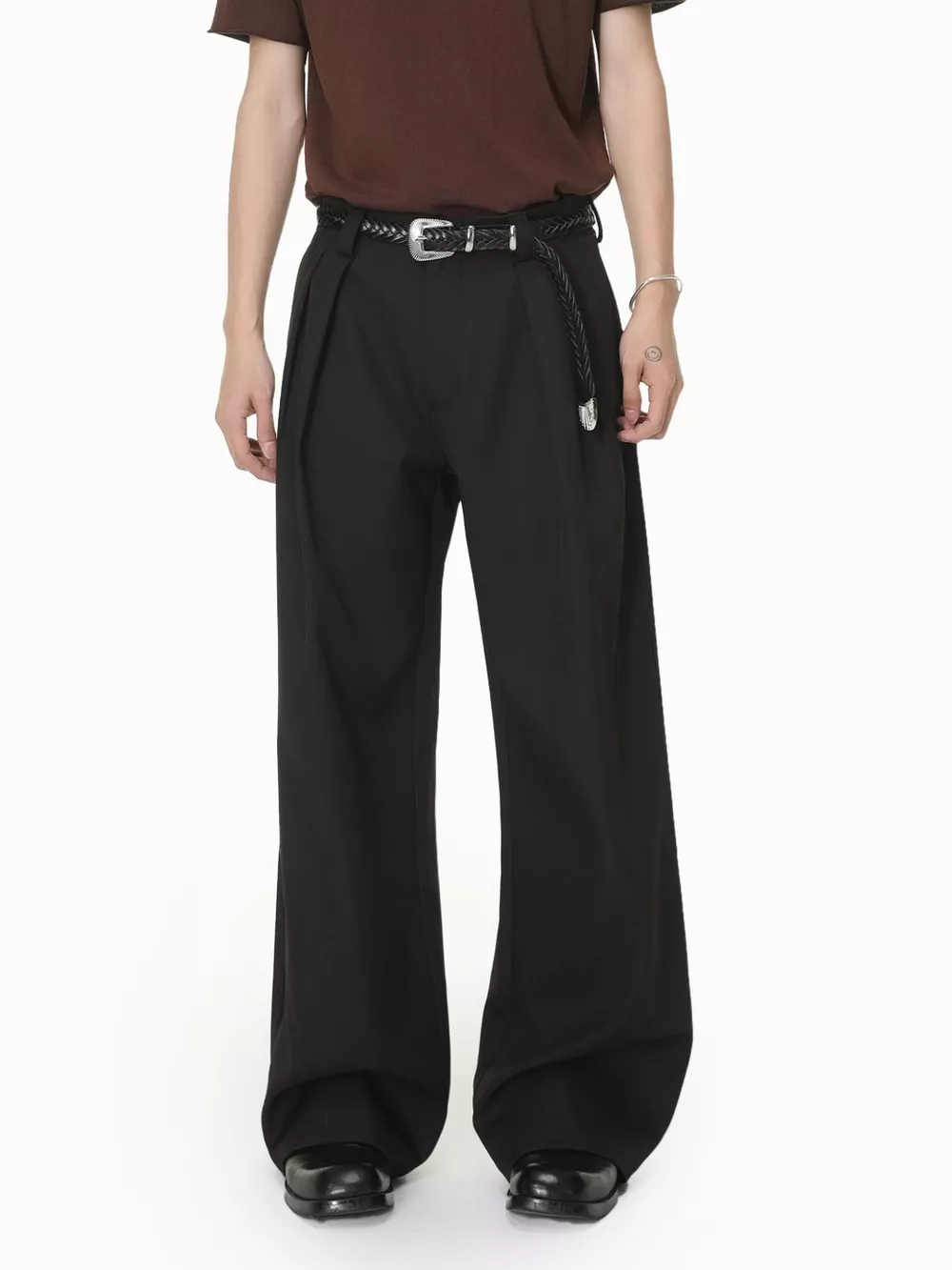 Men's High-Waisted Wide-Leg Pleated Pants, image 2