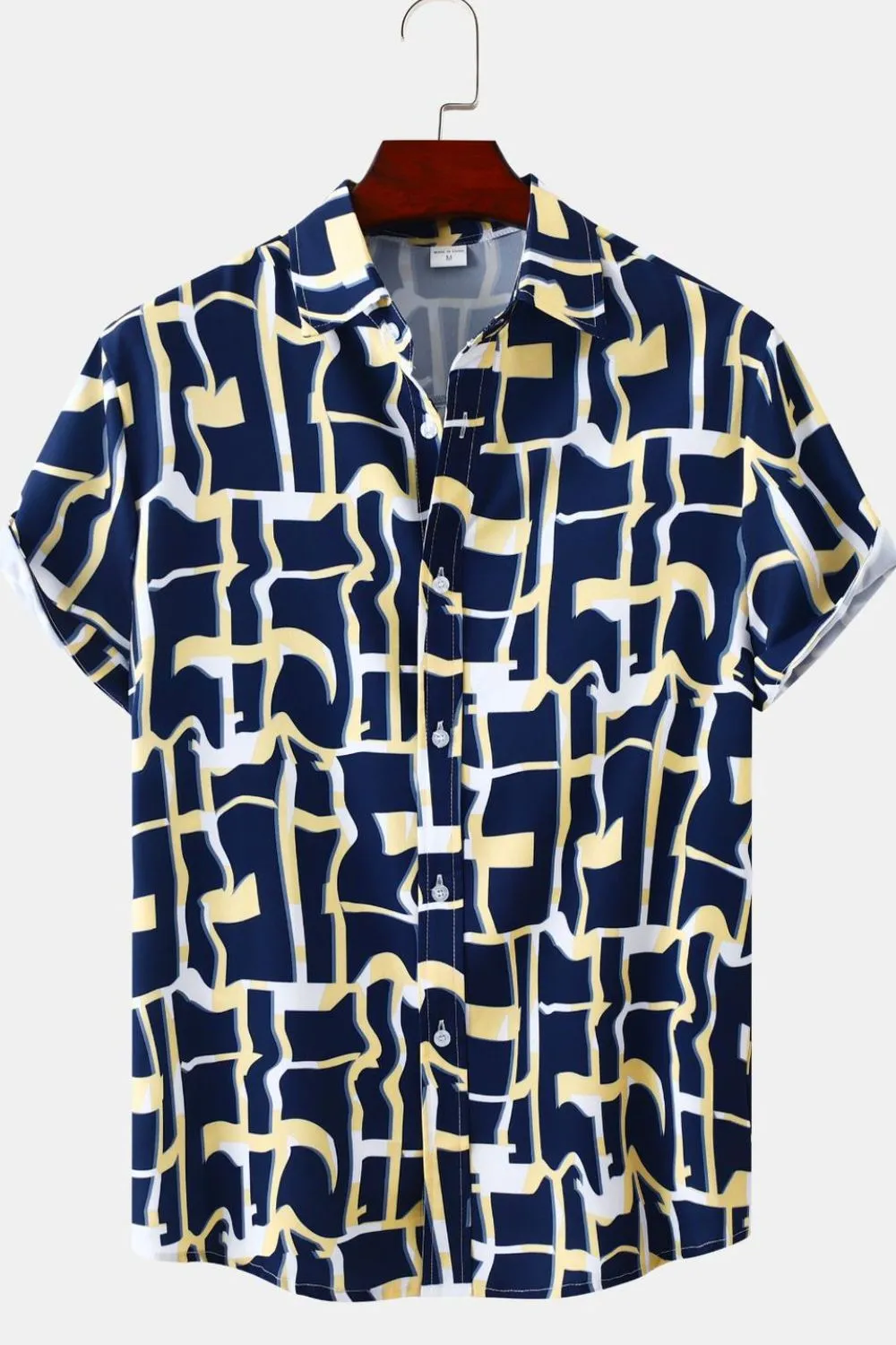 Men's Plus Size Printed Short Sleeve Casual Shirt