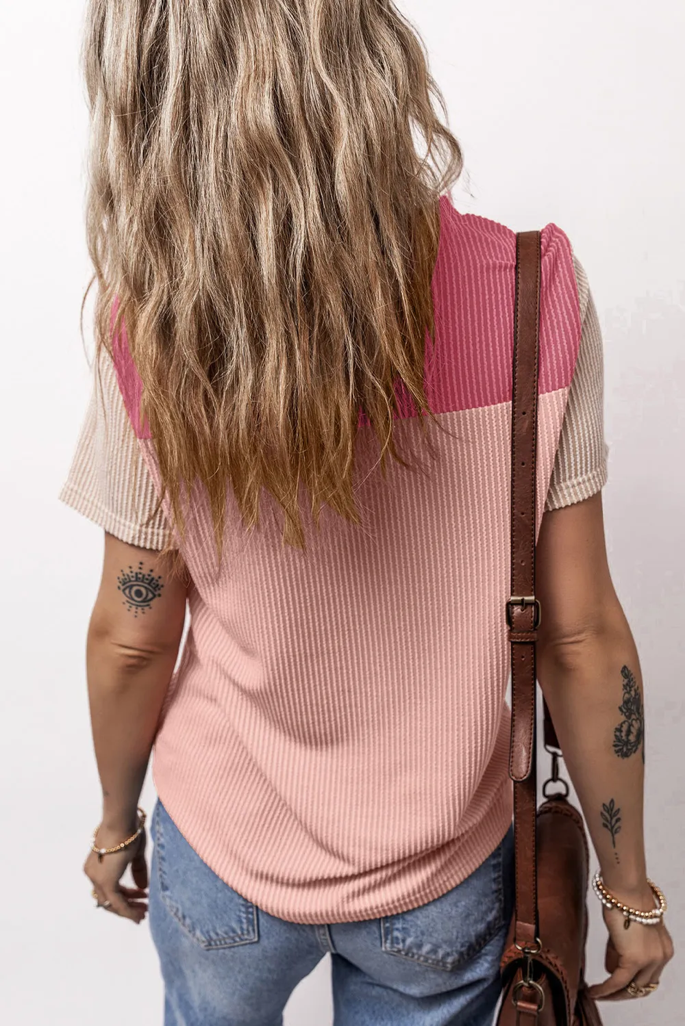 Color Block Round Neck Short Sleeve T-Shirt, image 12