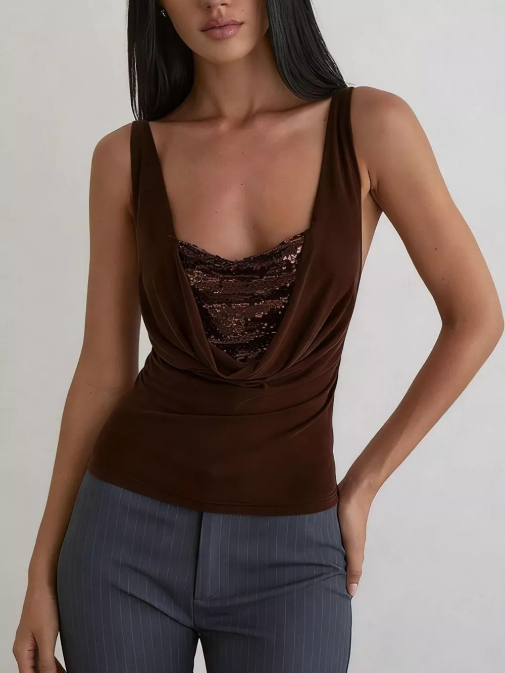 Sequin Detail Ruched Tank, image 4