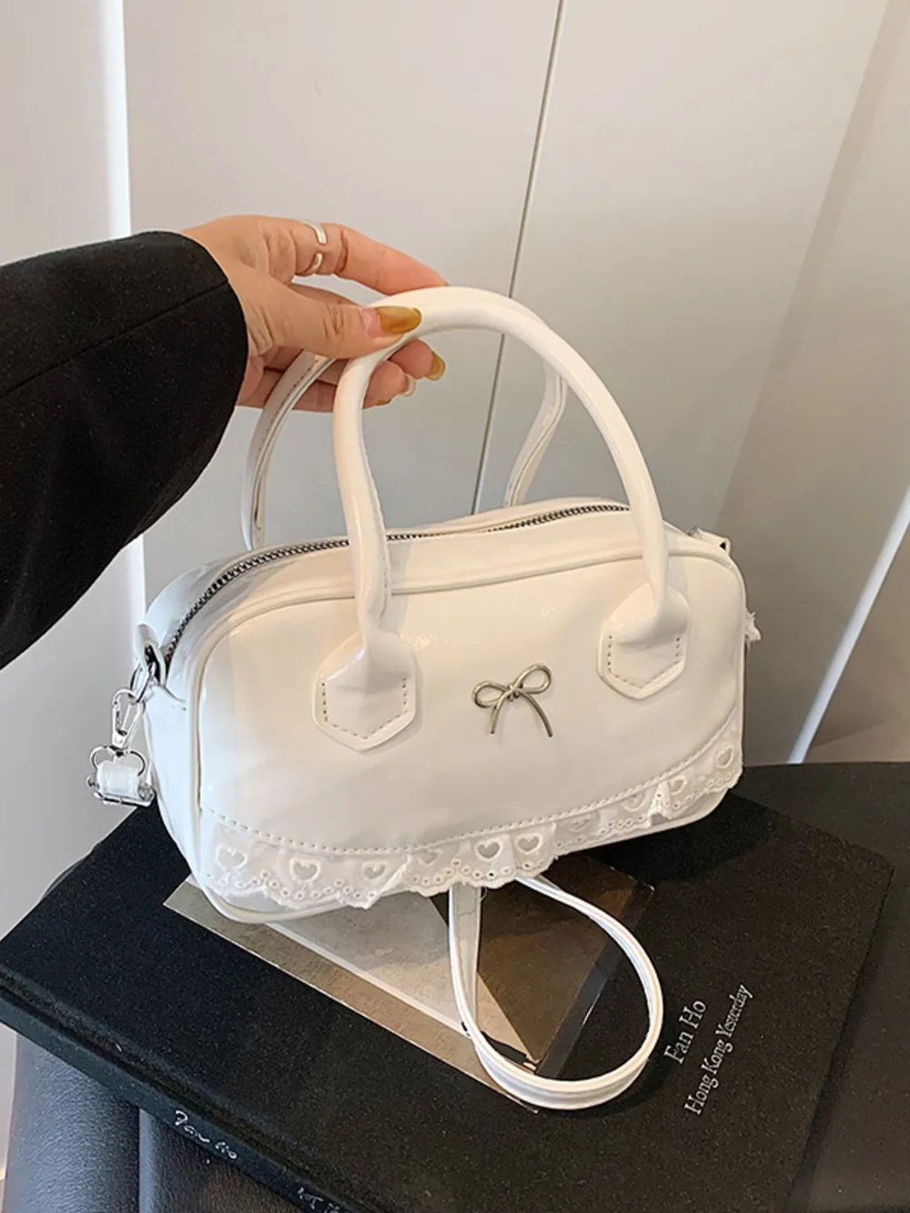 Lace Detail Bow Crossbody Bag, image 9