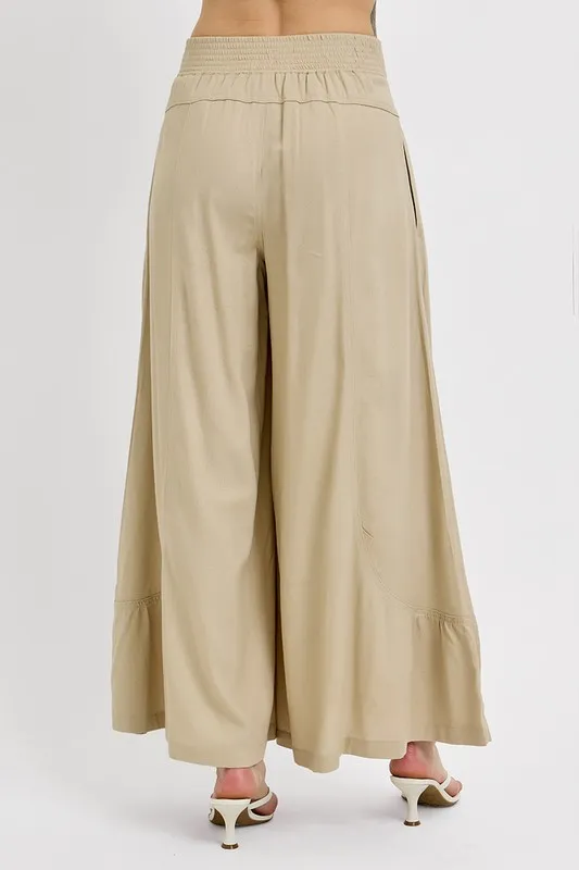 Shirring Detail Wide Leg Pants, image 5