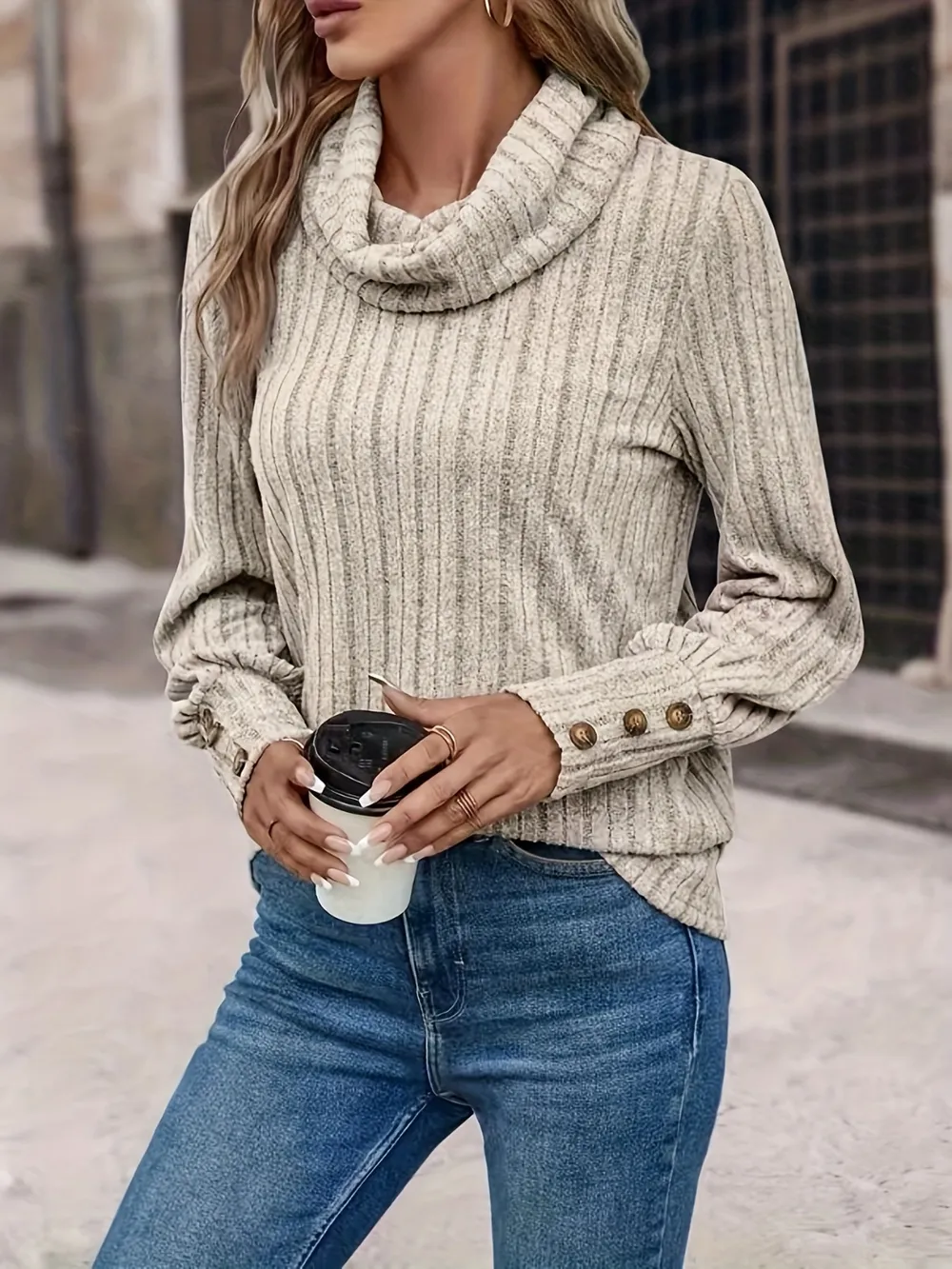 Turtleneck Long Sleeve T-Shirt, image 4