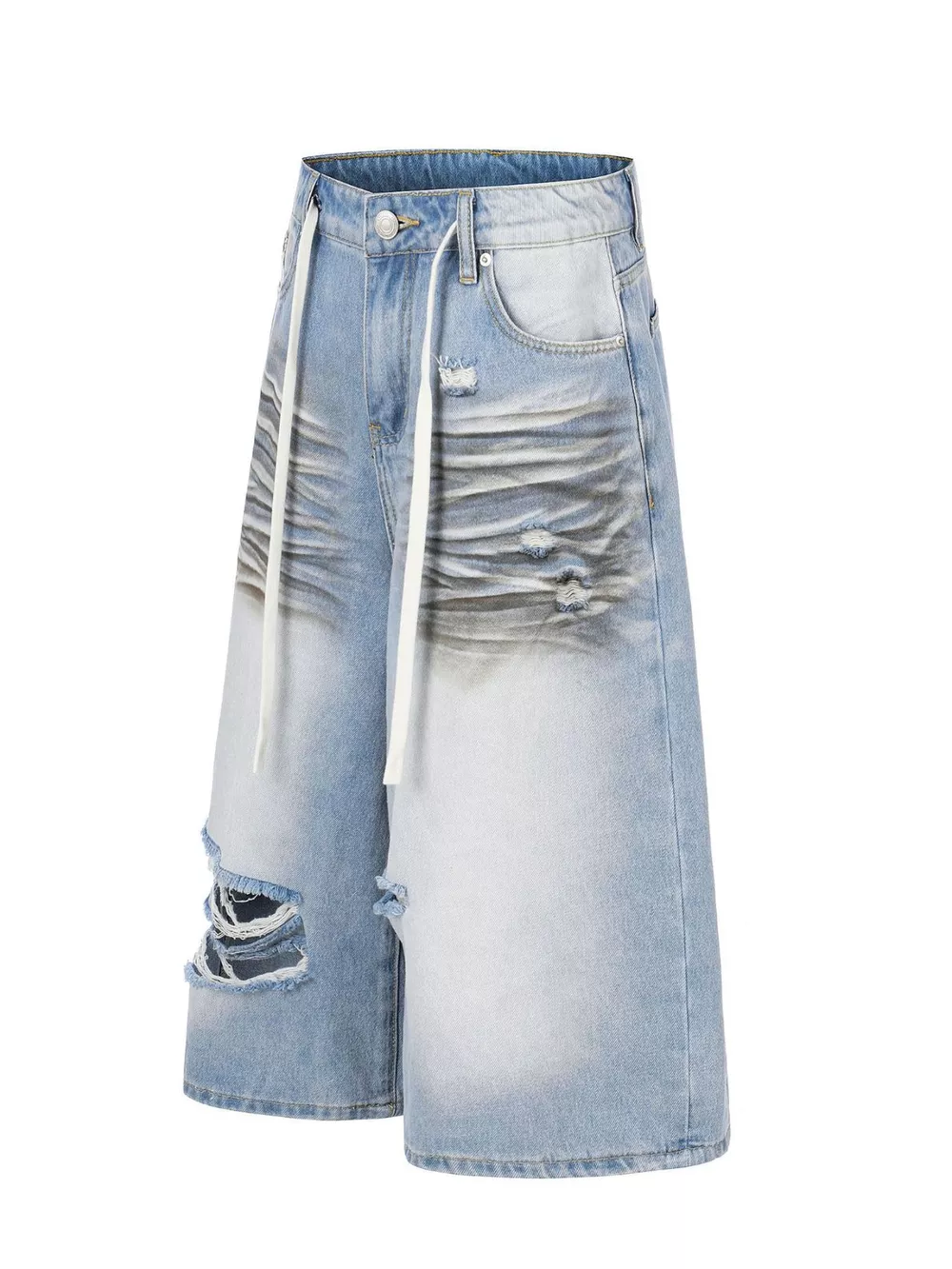 Men's Full Size Distressed Wide-Leg Capri Jeans Plus Size, image 2