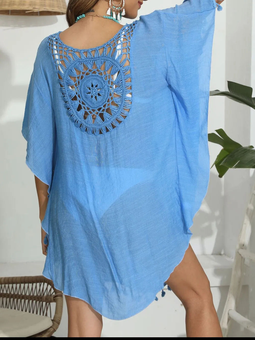 Tassel Crochet Round Neck Cover-Up, image 24