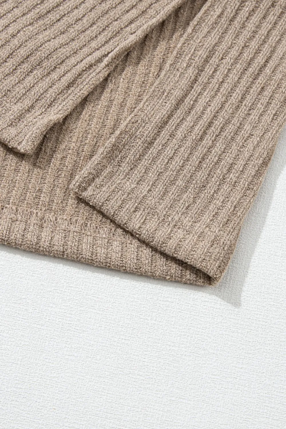 Quarter Button Round Neck Dropped Shoulder Knit Top, image 14