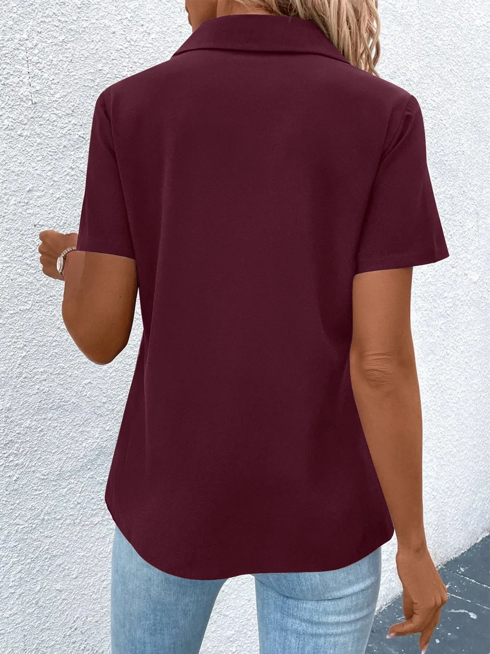 Zip Collar Short Sleeve Top, image 14