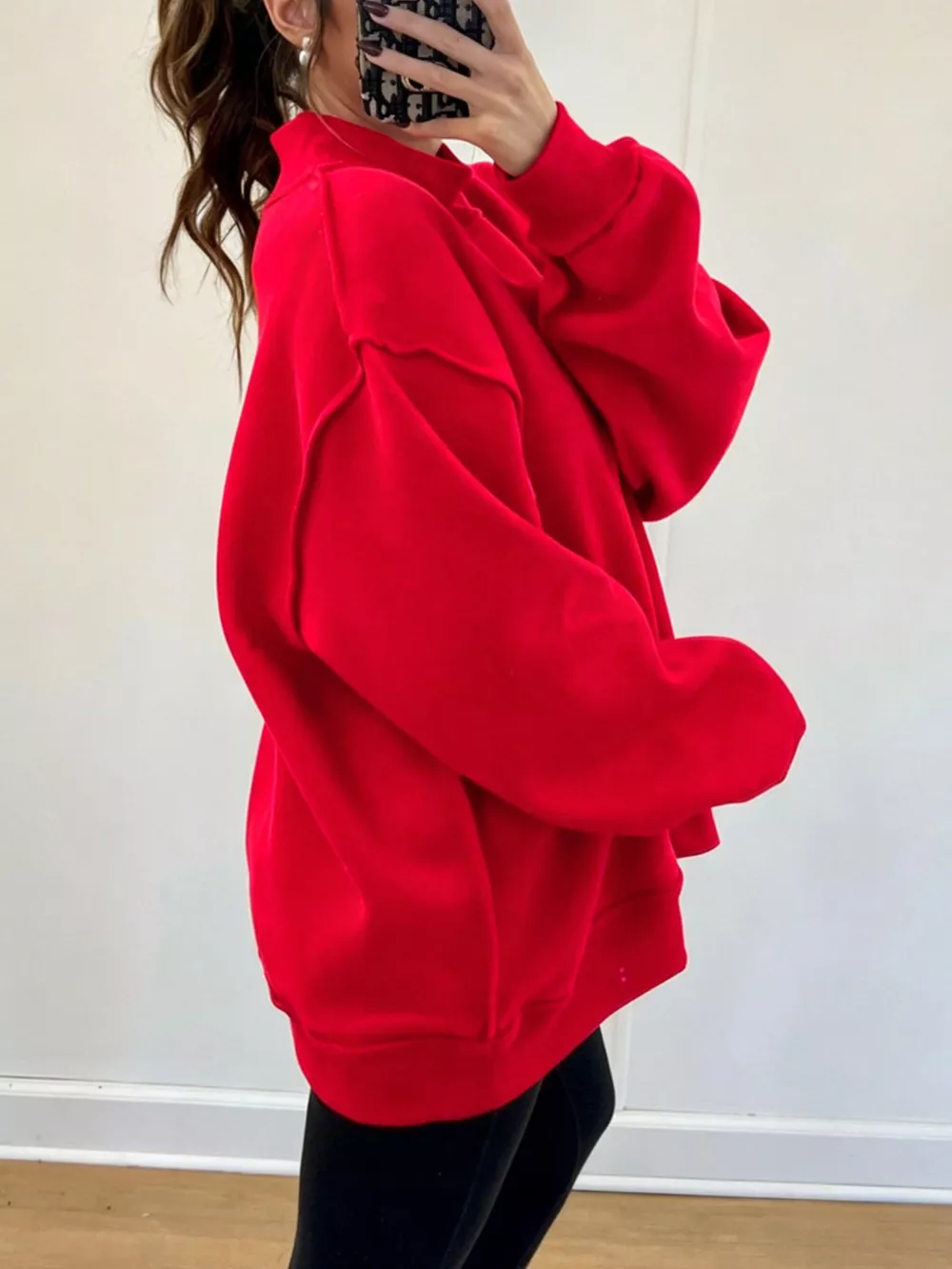 Mock Neck Dropped Shoulder Sweatshirt, image 6