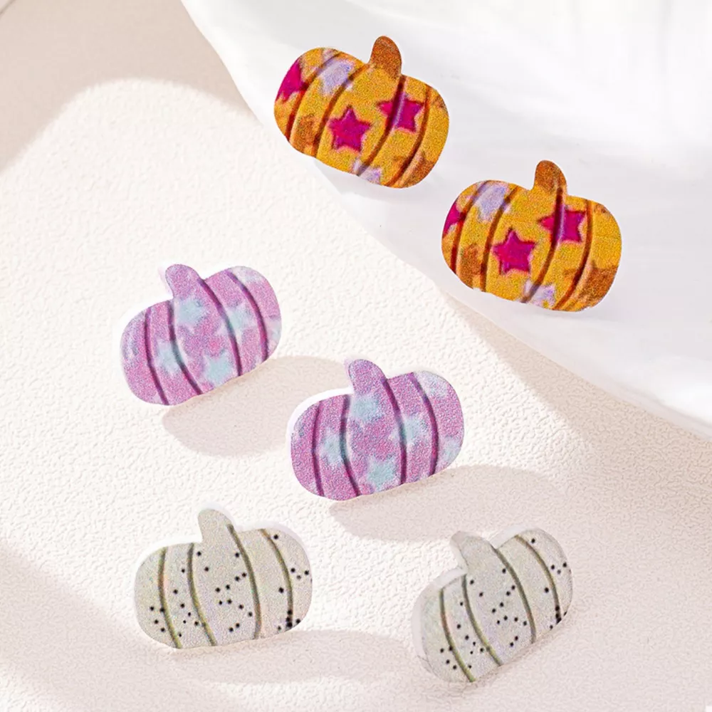 3 Piece Halloween Pumpkin Stud Earrings, image 4