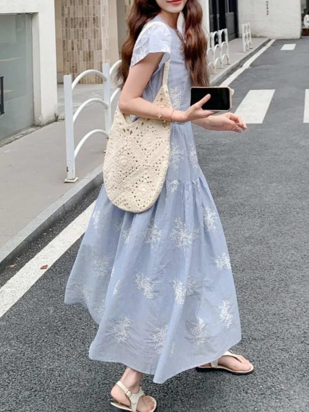 Tiered Cap Sleeve Midi Dress, image 3