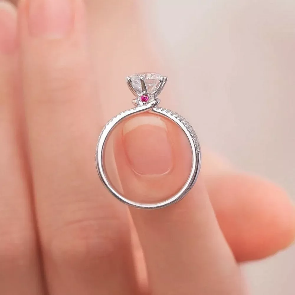 1 Carat 925 Sterling Silver Moissanite Ring, image 2