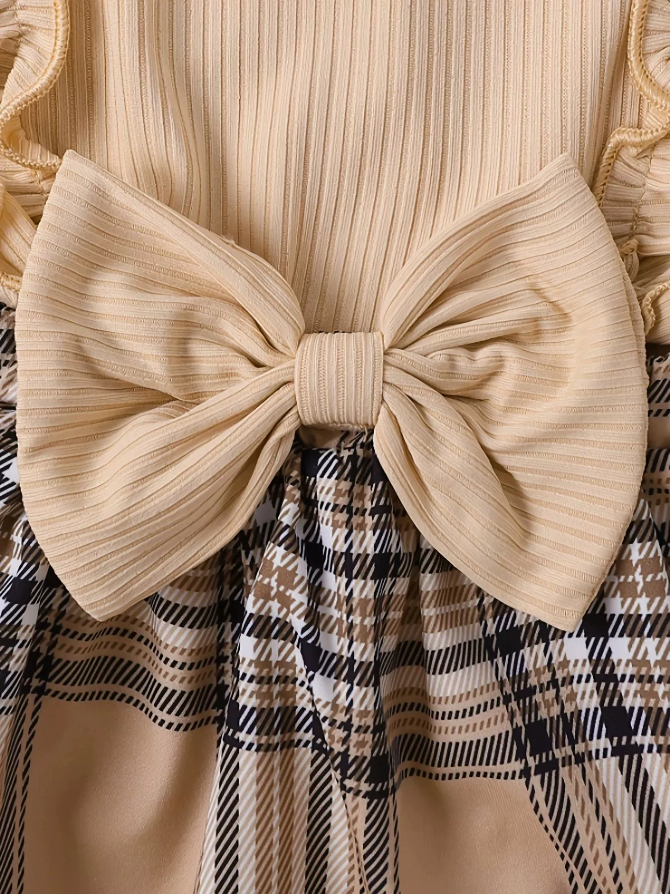 Children's Ruffle Trim Plaid Dress with Headband Set, image 5