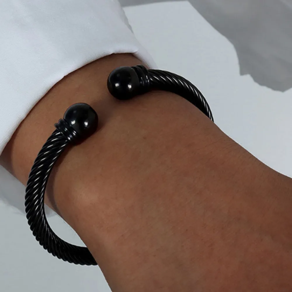 Stainless Steel Twisted Cable Cuff Bracelet