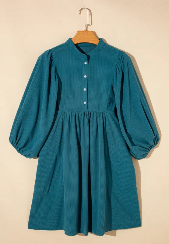 Corduroy Quarter Snap Three-Quarter Sleeve Dress, image 17