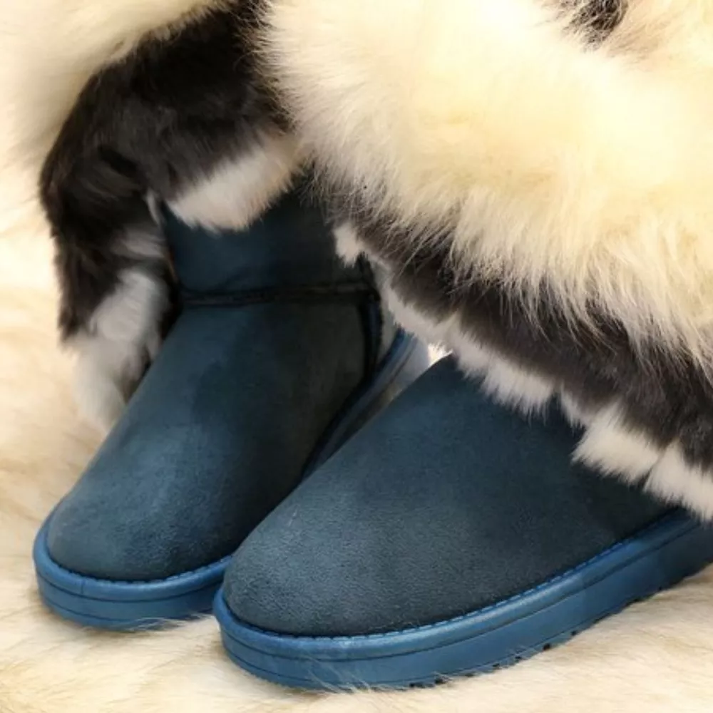 Fluffy Fur Cuff Round Toe Boots, image 11