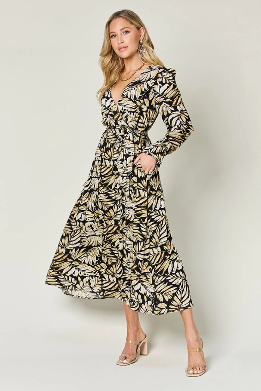Full Size Tie Back Flounce Sleeve Dress, image 3