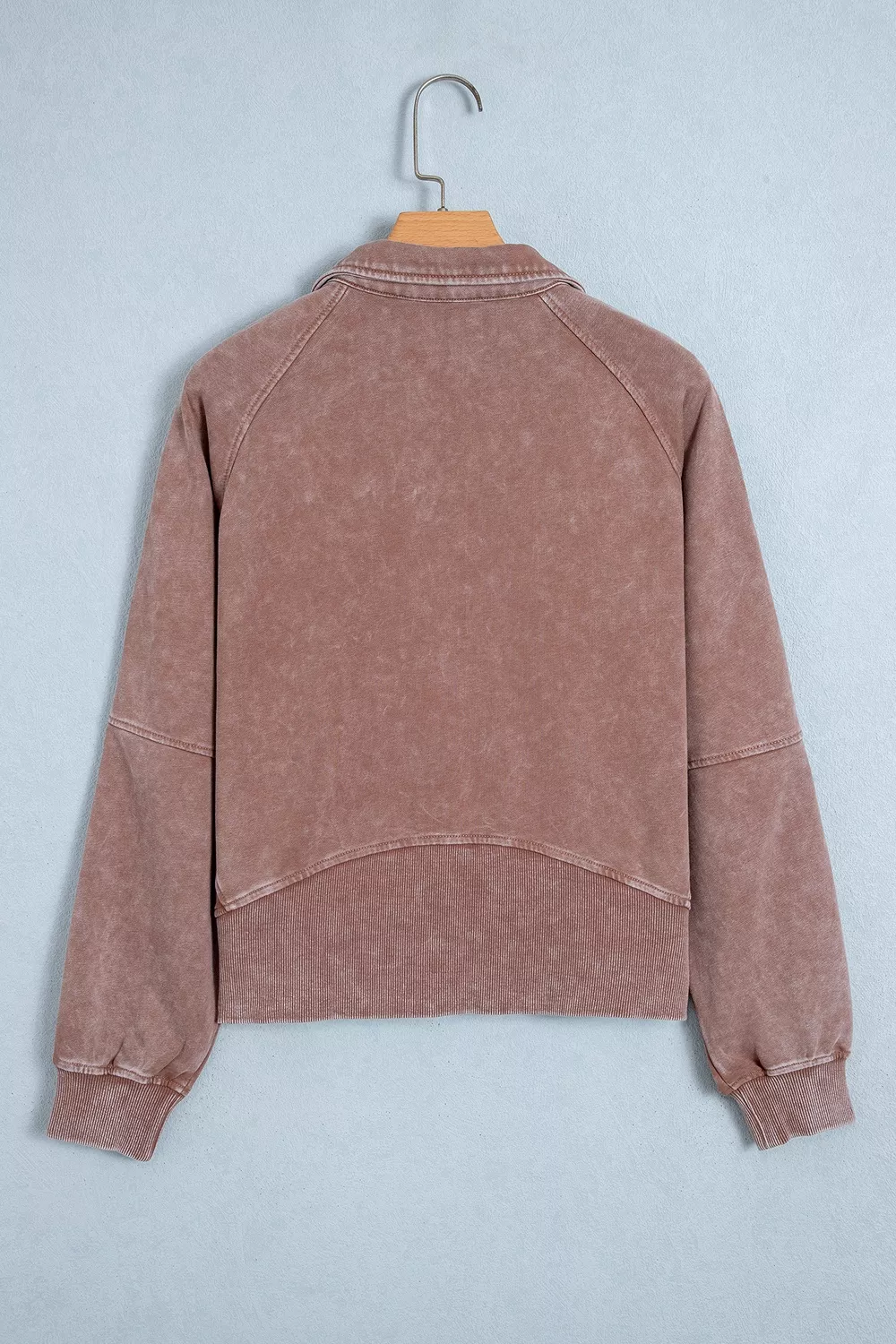 Vintage Half-Zip Long Sleeve Ribbed Cuffs Hem Shift Silhouette Sweatshirt, image 7