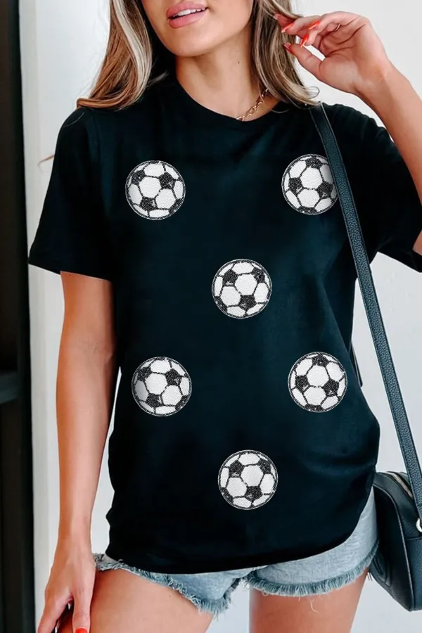 Football Round Neck Short Sleeve T Shirt