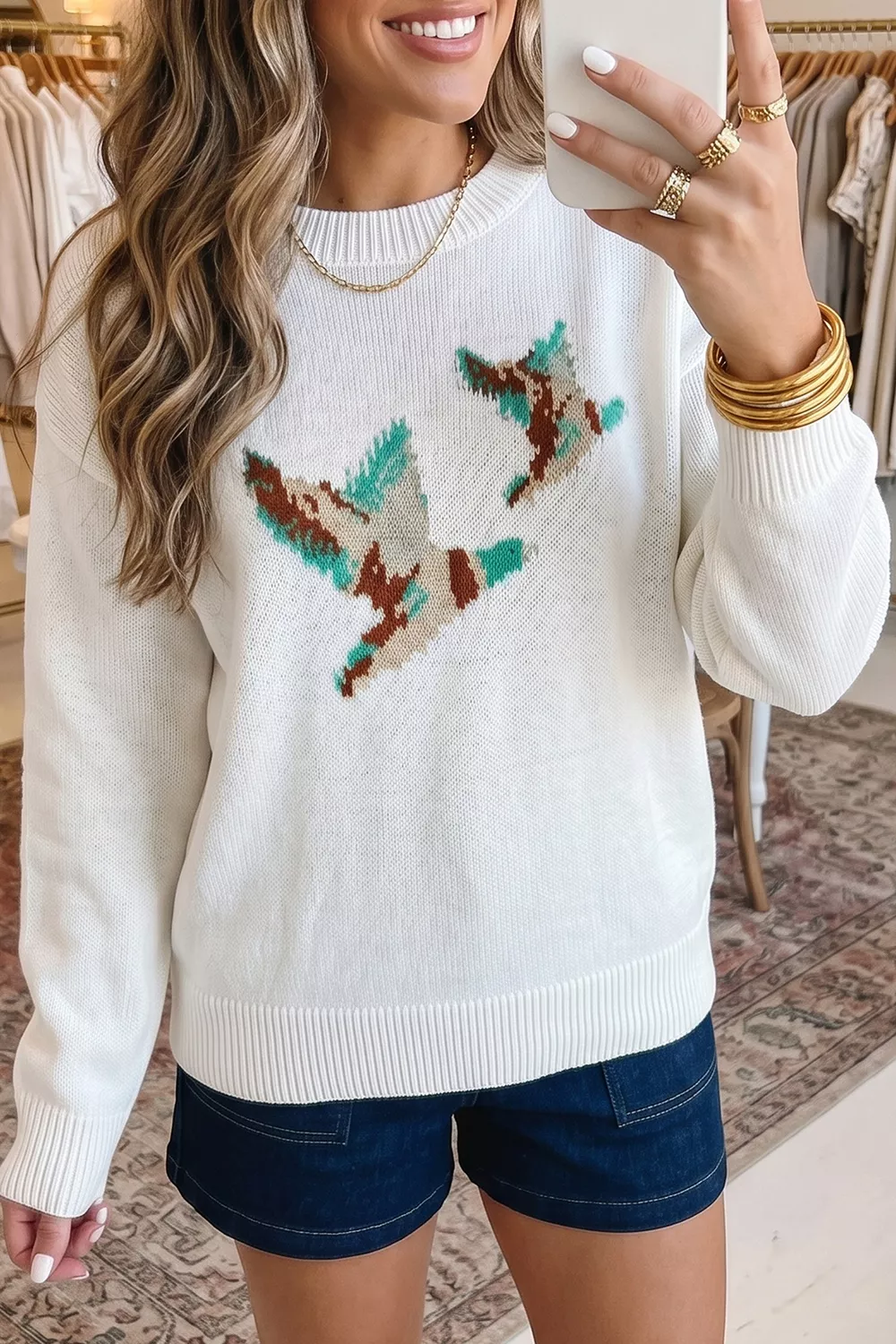 Drop Shoulder Round Neck Long Sleeve Sweater, image 3