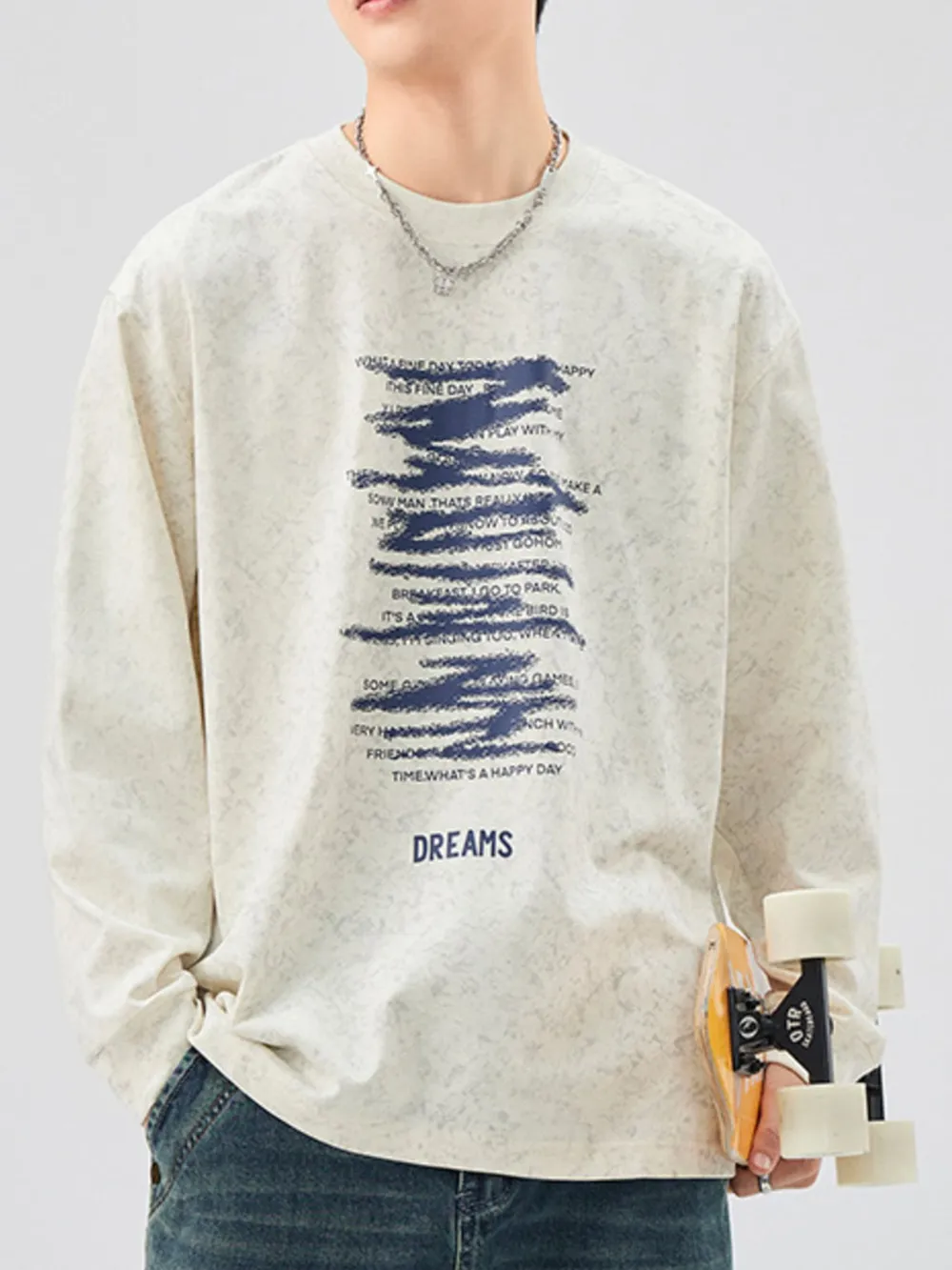 Men's Plus Size Graphic Round Neck Long Sleeve T-Shirt, image 2