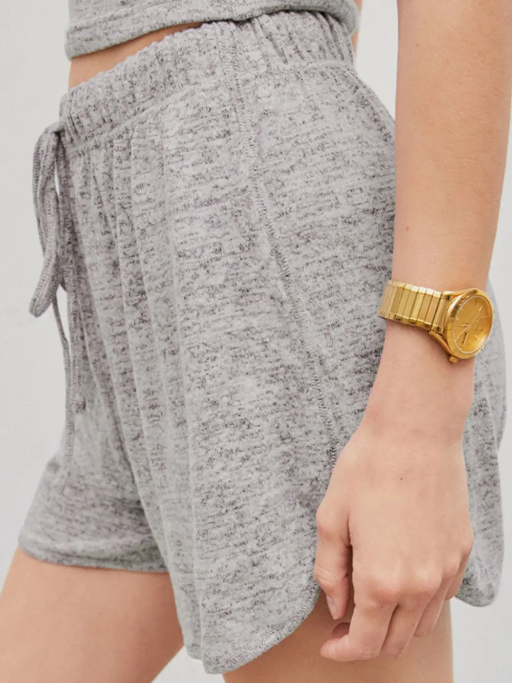 Quarter Button Sleeveless Top and Drawstring Shorts Lounge Set, image 3