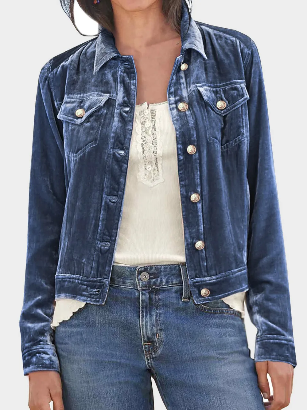 Button Up Long Sleeve Jacket with Chest Pockets, image 13