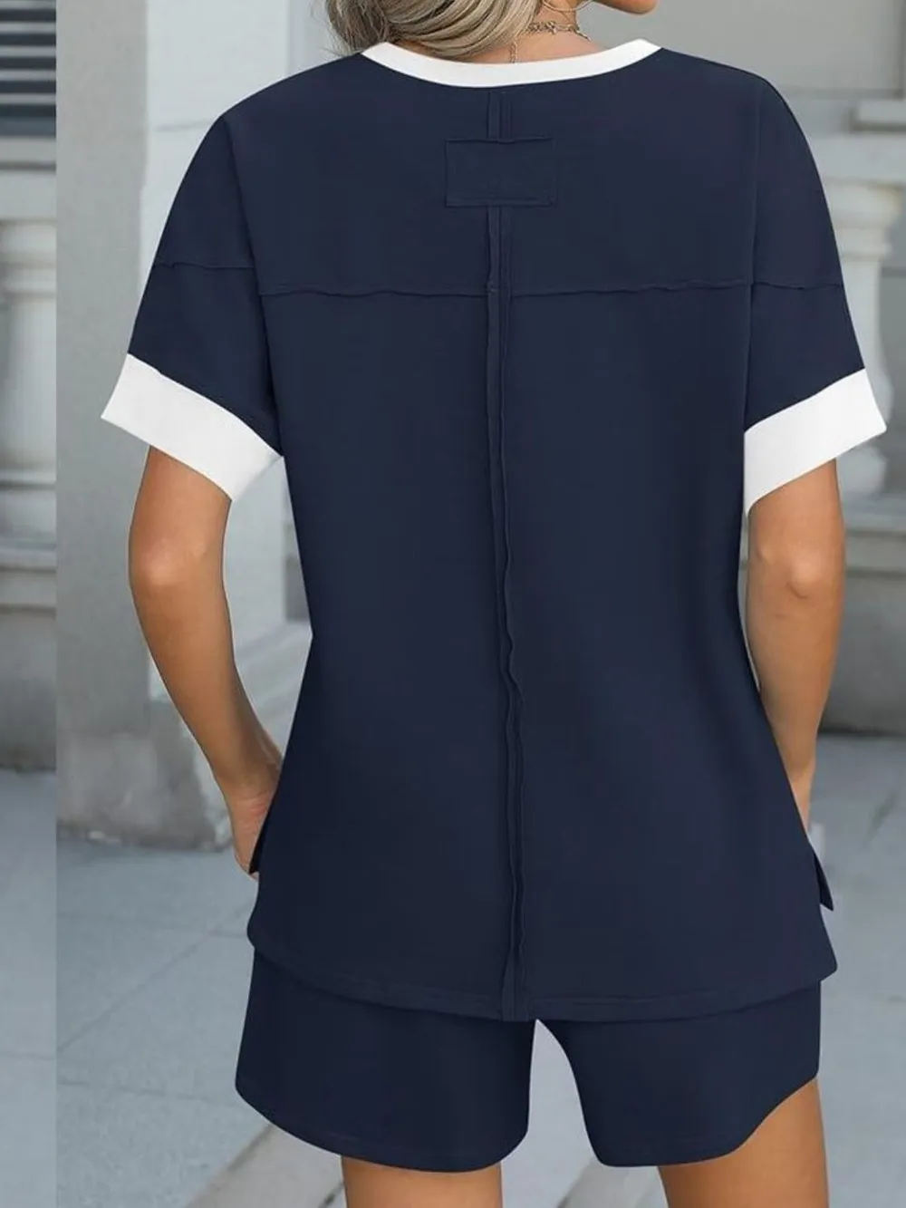 Round Neck Short Sleeve Top and Shorts Set, image 12