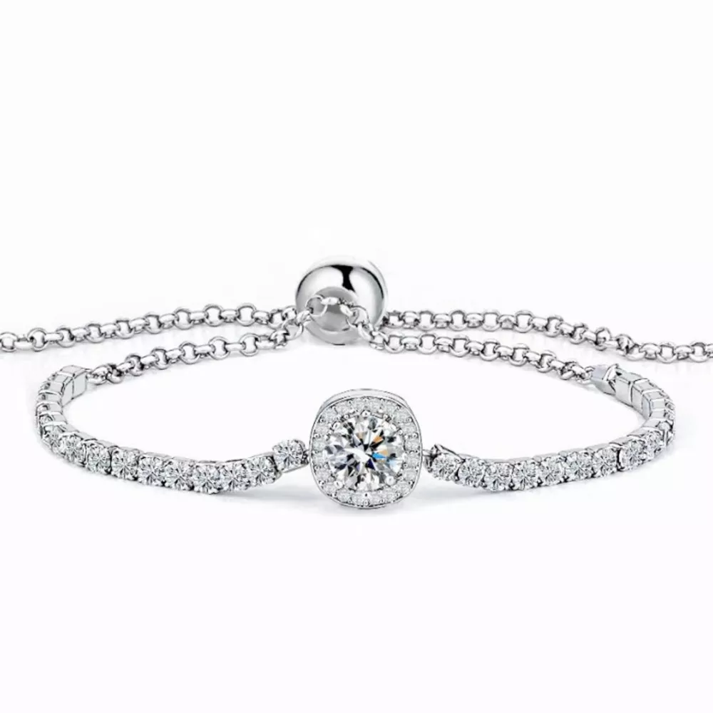 1 Carat Moissanite 925 Sterling Silver Chain Bracelet, image 3