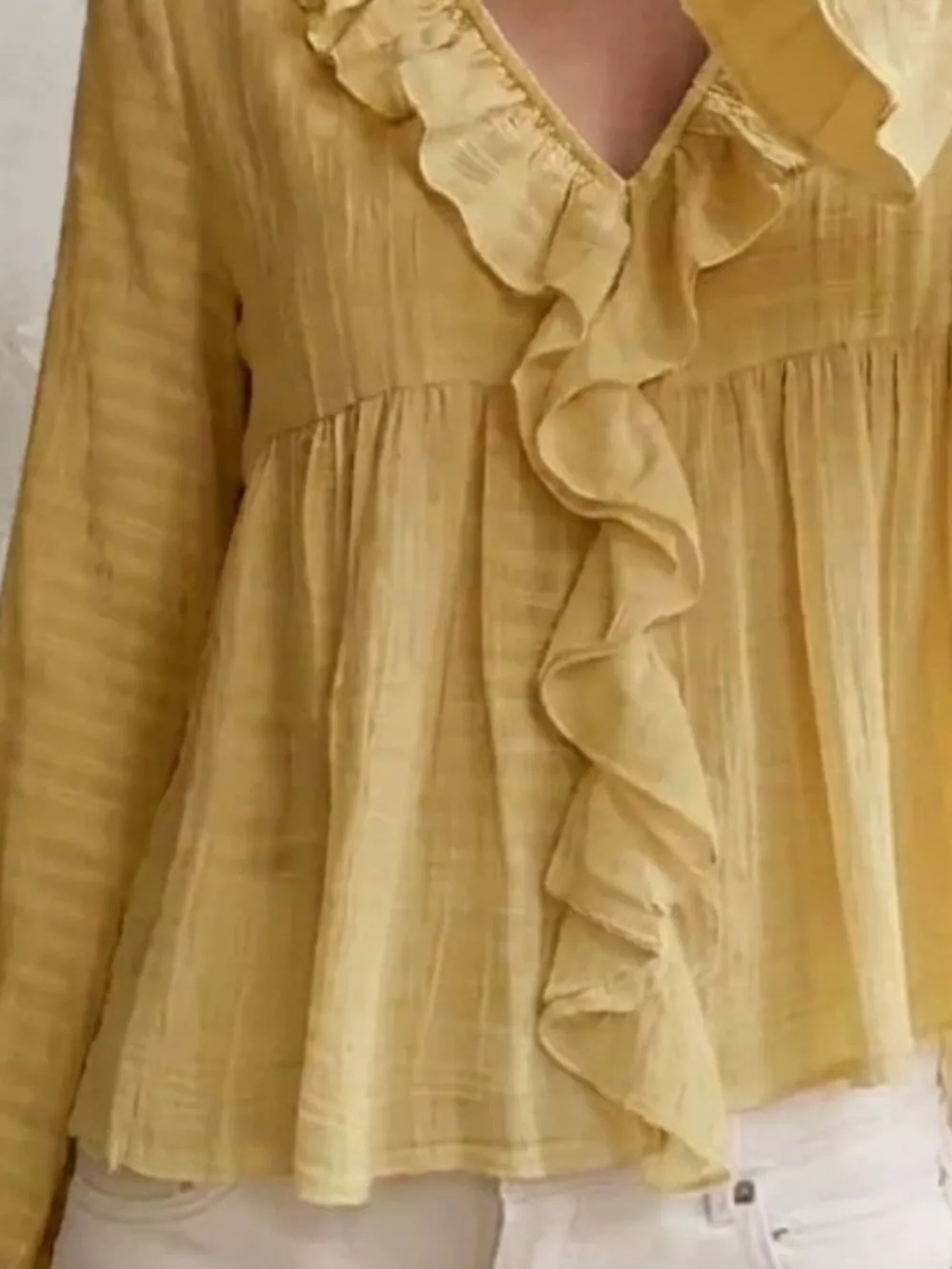 Ruffled V-Neck Flounce Sleeve Blouse, image 6