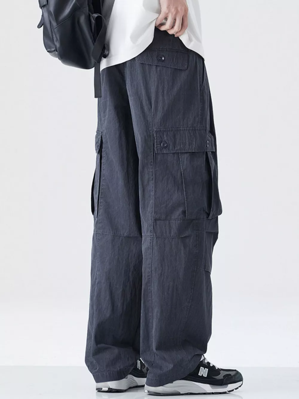 Men's Drawstring Wide Leg Cargo Pants, image 5
