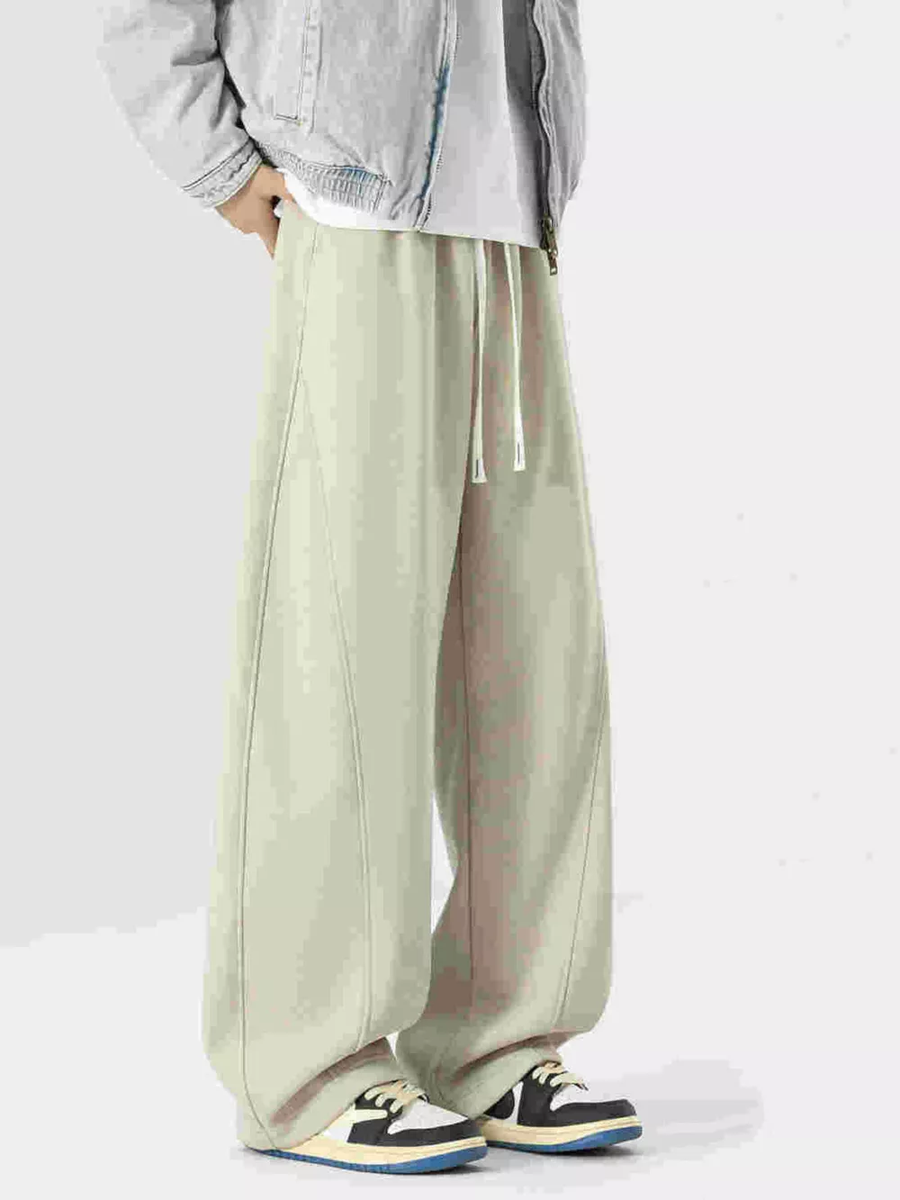 Men's Plus Size Loose Fit Drawstring Wide Leg Pants