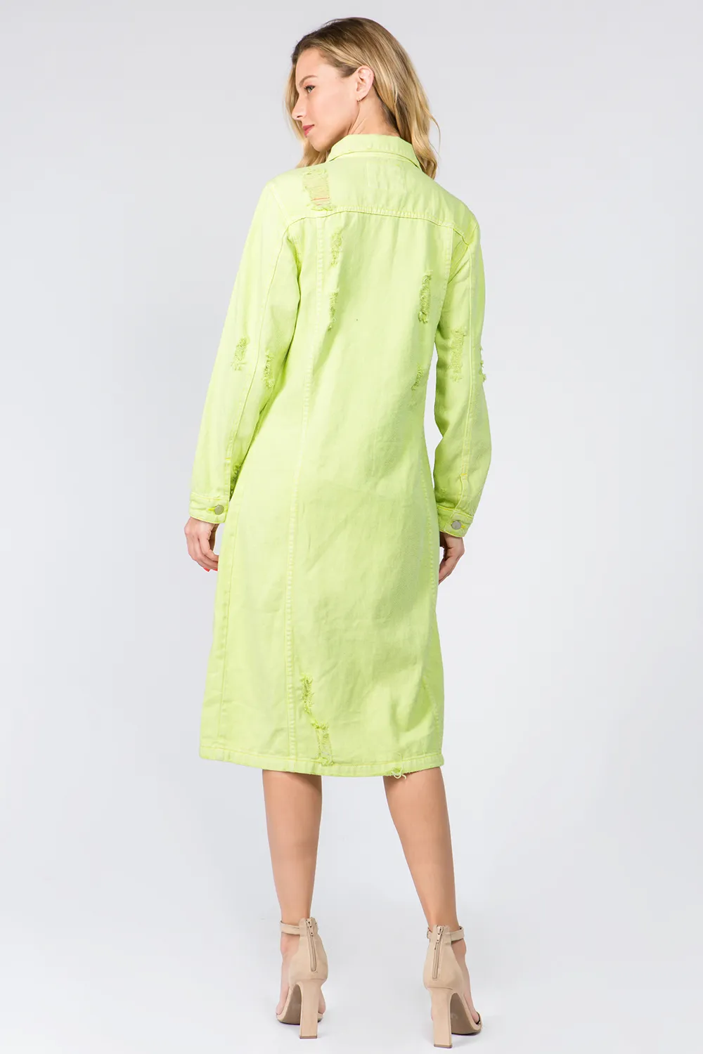 Button Up Distressed Denim Dress, image 5