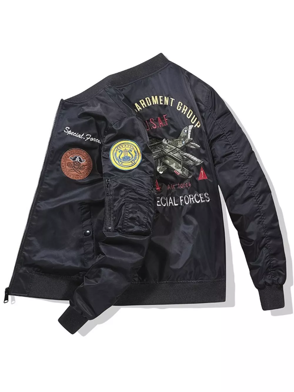 Men's Plus Size Zip Up Bomber Jacket, image 4
