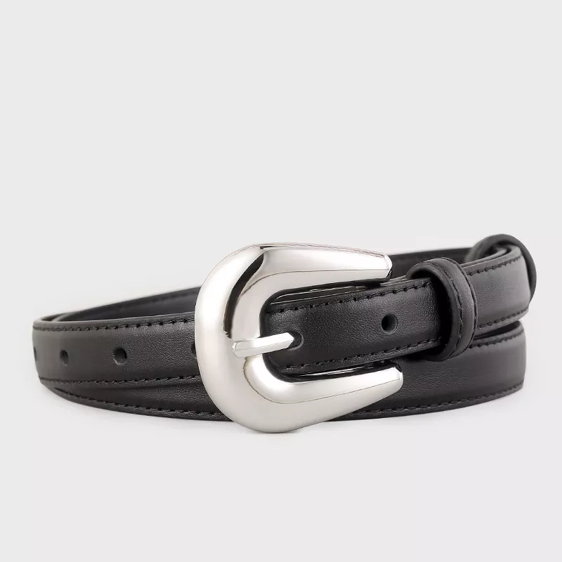 Leather Belt with Silver Buckle, image 2