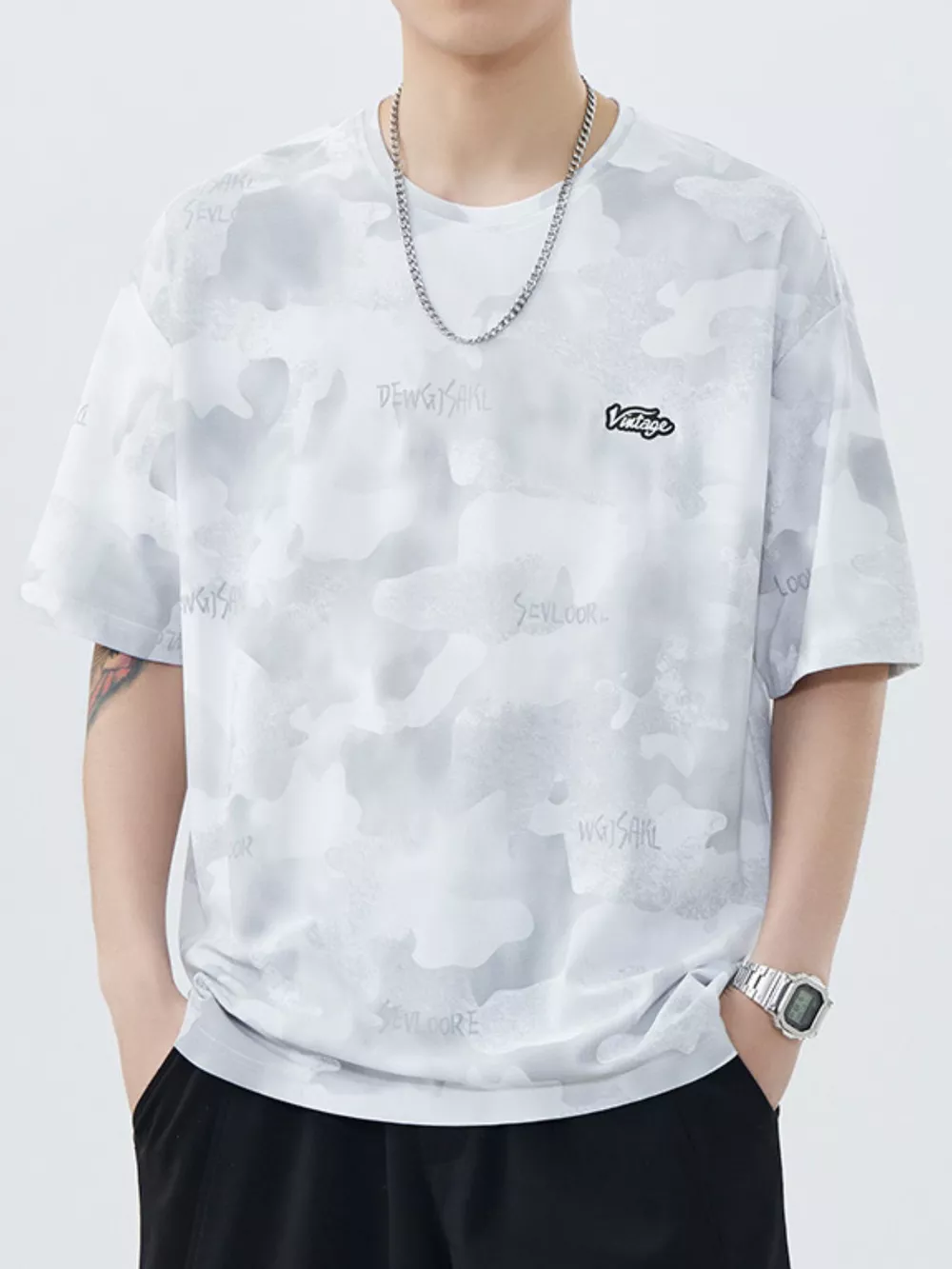 Men's Plus Size Round Neck Relaxed Fit T-Shirt, image 6