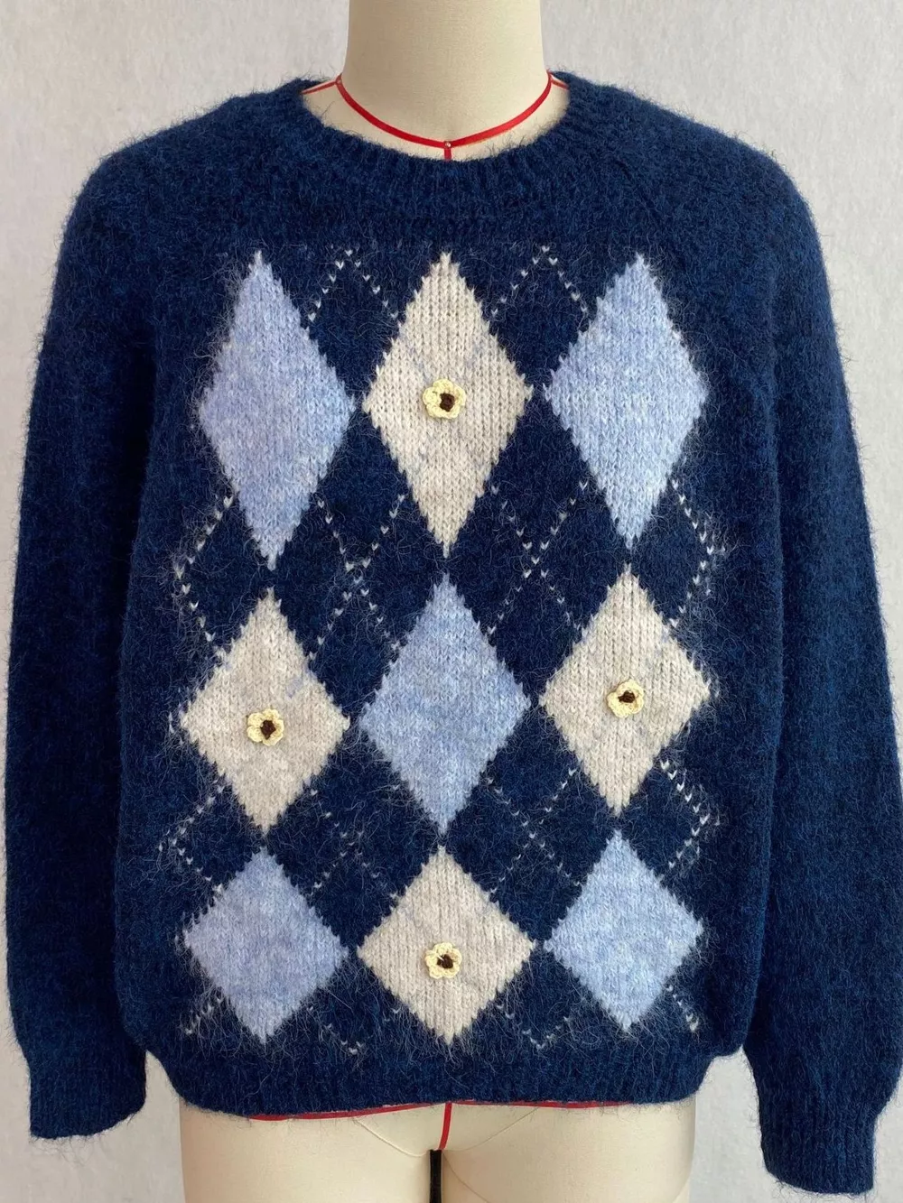Argyle Pattern Raglan Sleeve Sweater, image 19