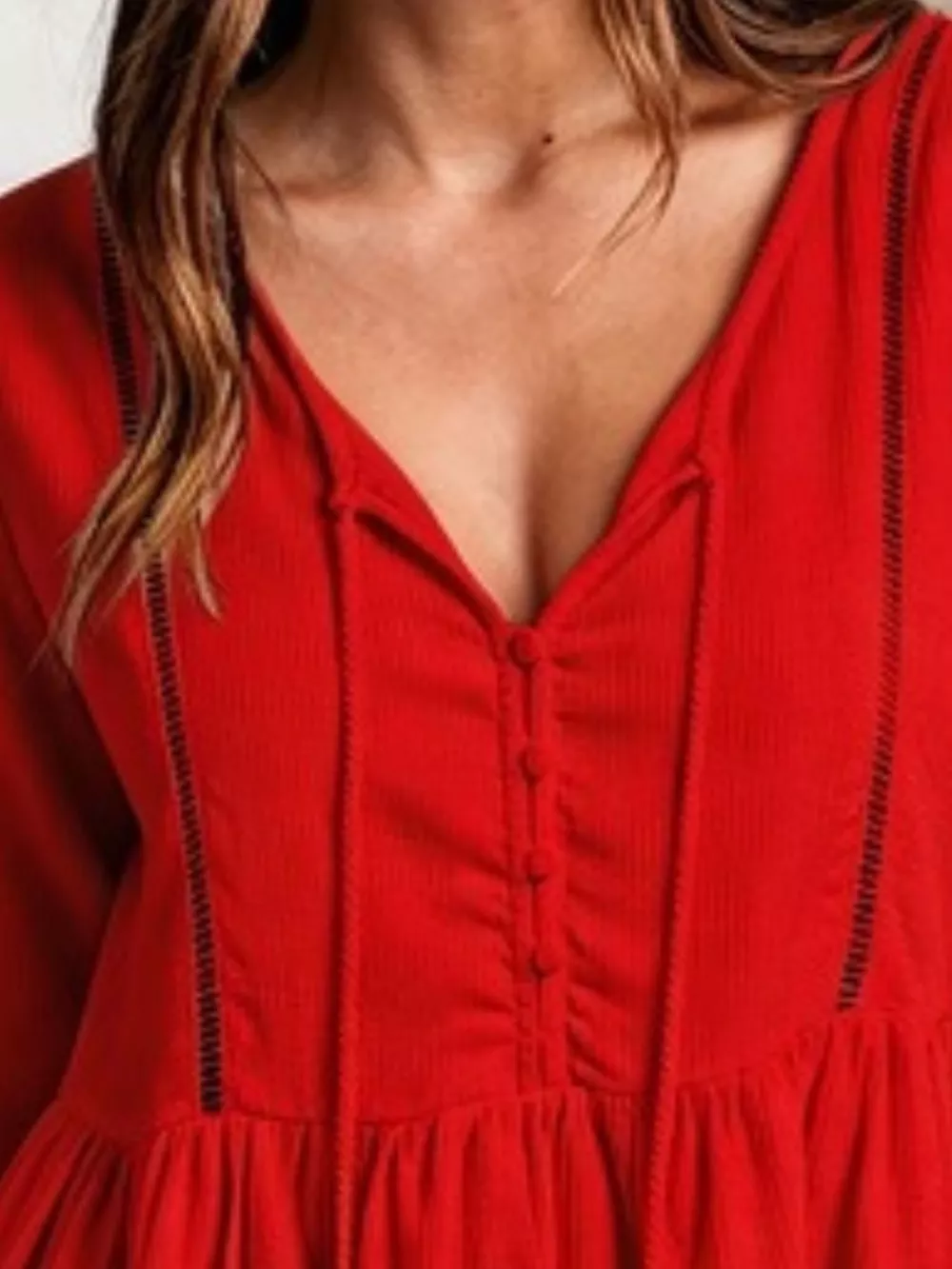 Tassel Drawstring Long Sleeve Peplum Top, image 11
