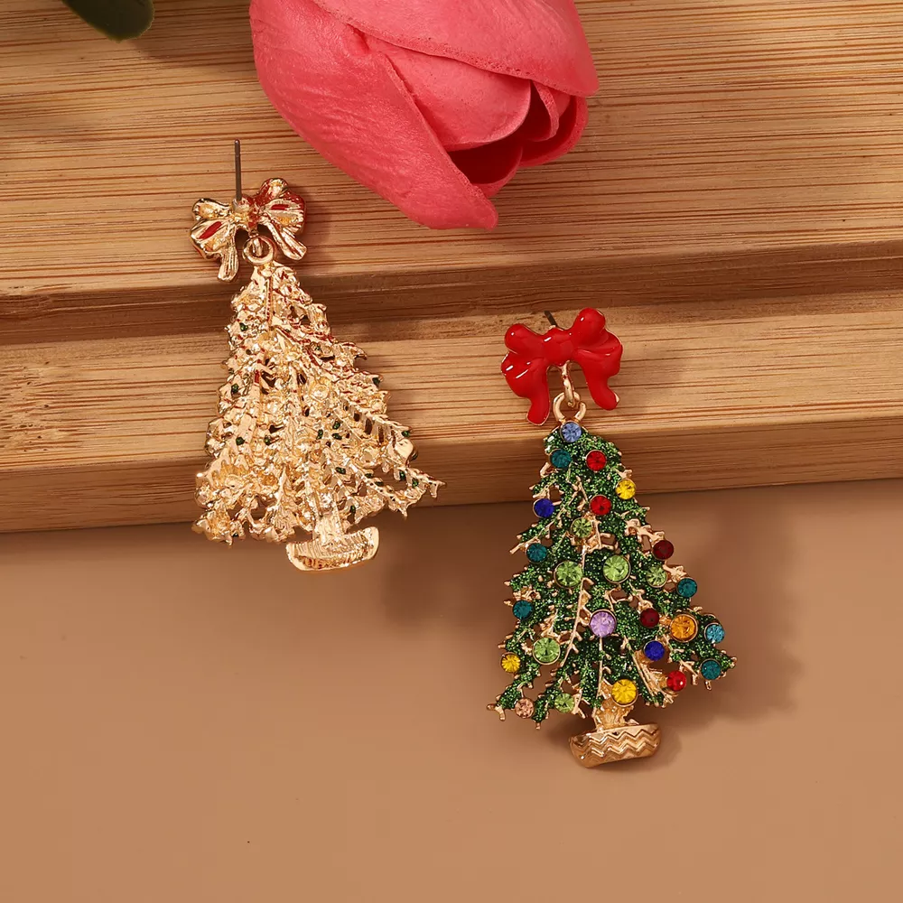 Christmas Tree Earrings with Bow, image 4