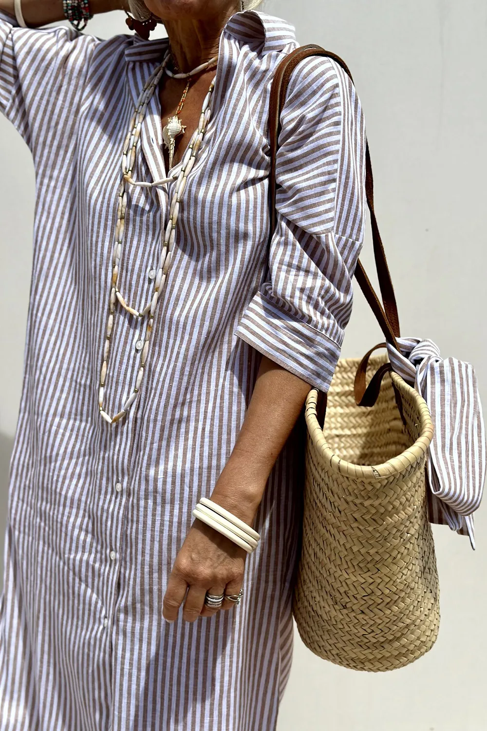 Tied Button Up Three-Quarter Sleeve Dress, image 12