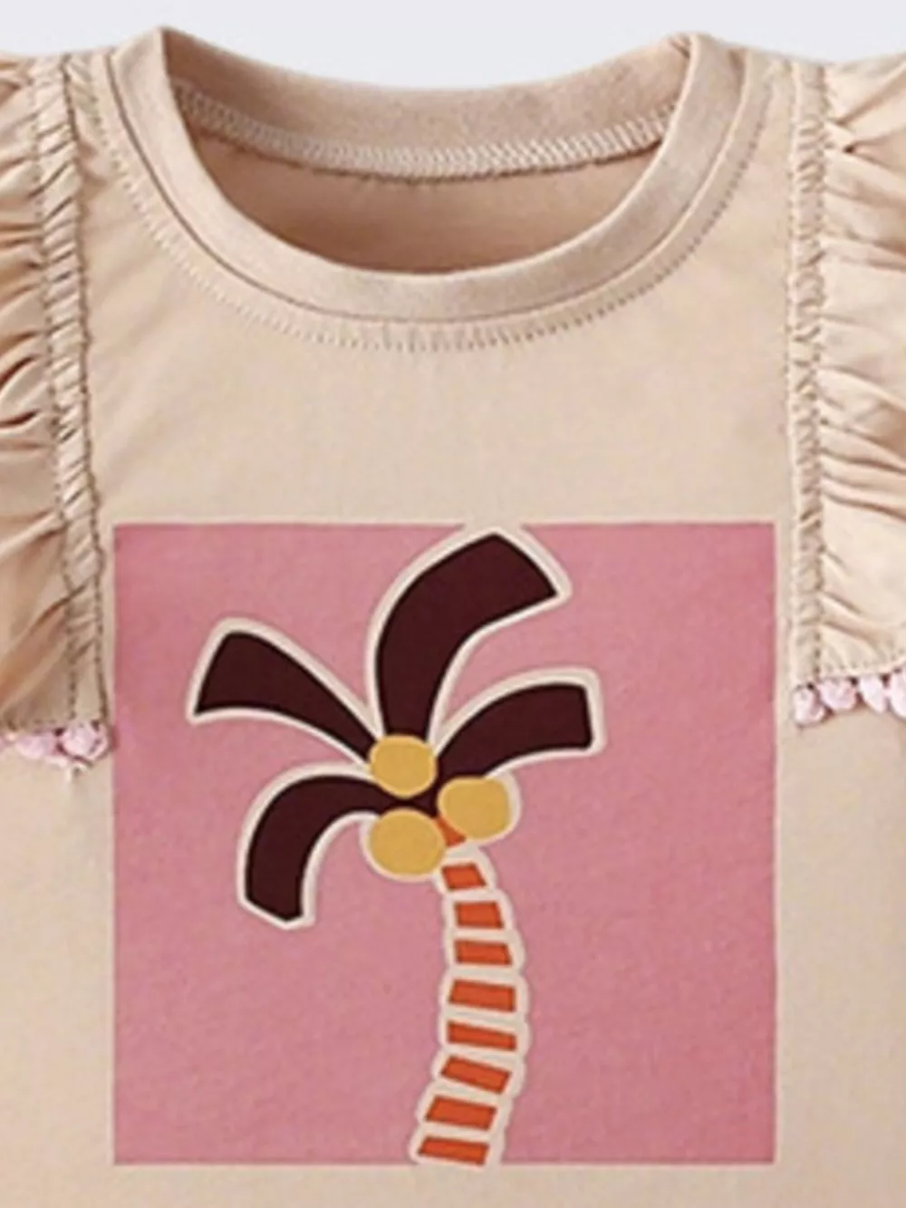 Children's Palm Tree Graphic Ruffle Sleeve T-Shirt, image 3