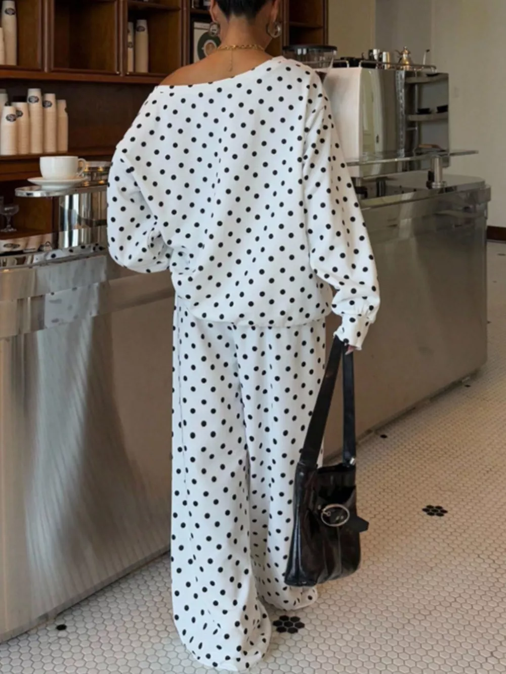 Polka Dot Long Sleeve Top and Pants Set, image 5