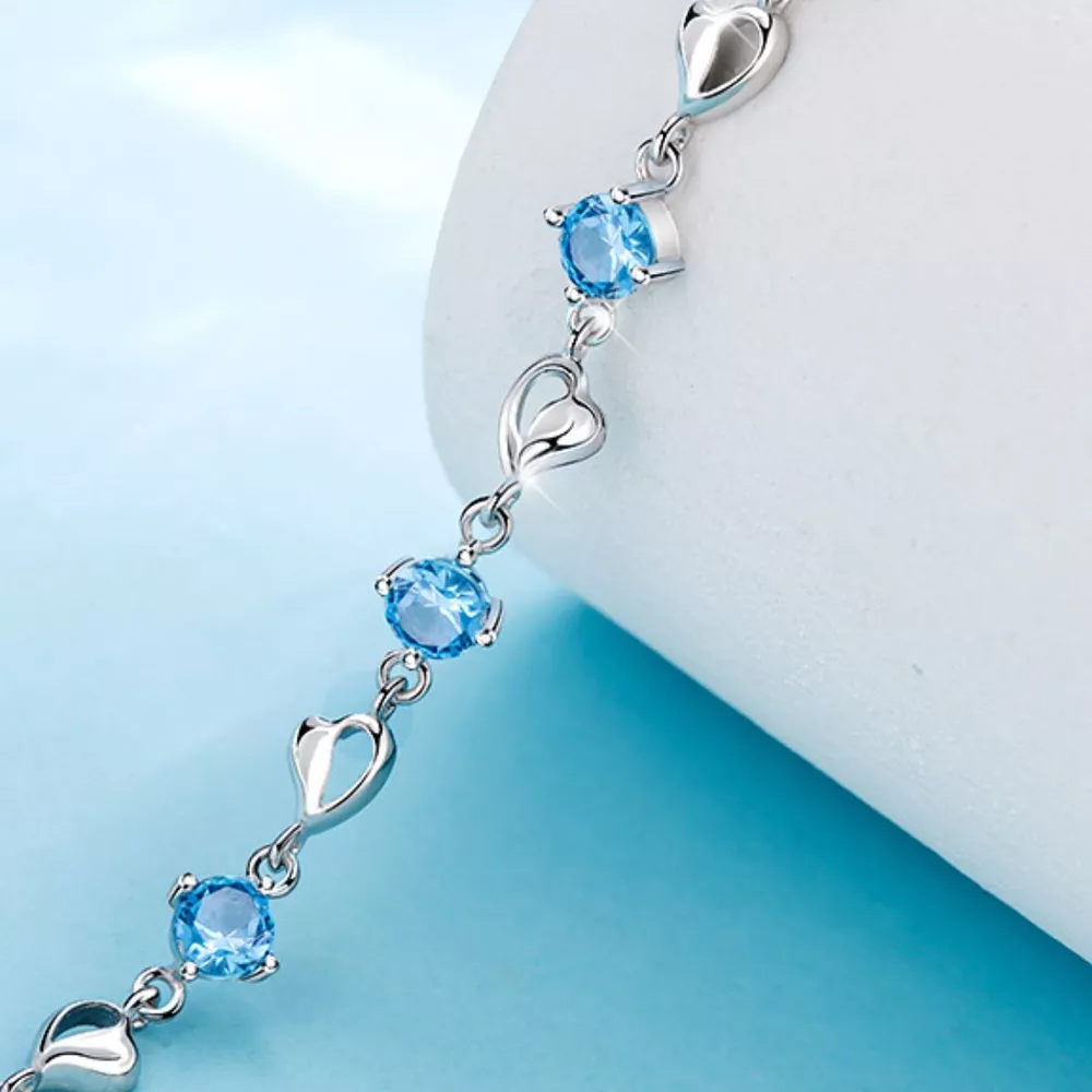 925 Sterling Silver Crystal Bracelet, image 5
