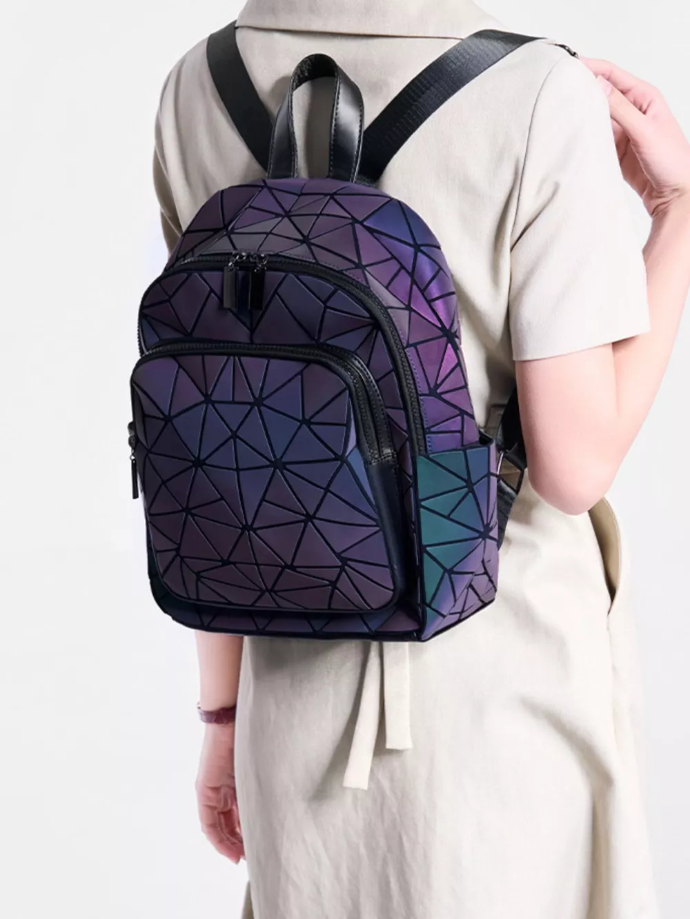 Geometric Adjustable Strap Backpack Bag, image 2