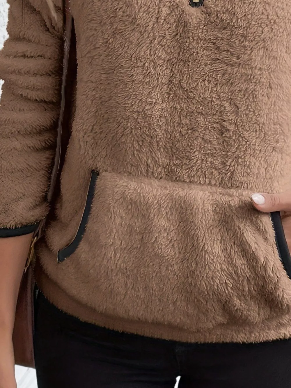 Full Size Cozy Fleece Quarter Zip Long Sleeve Sweatshirt Plus Size, image 30