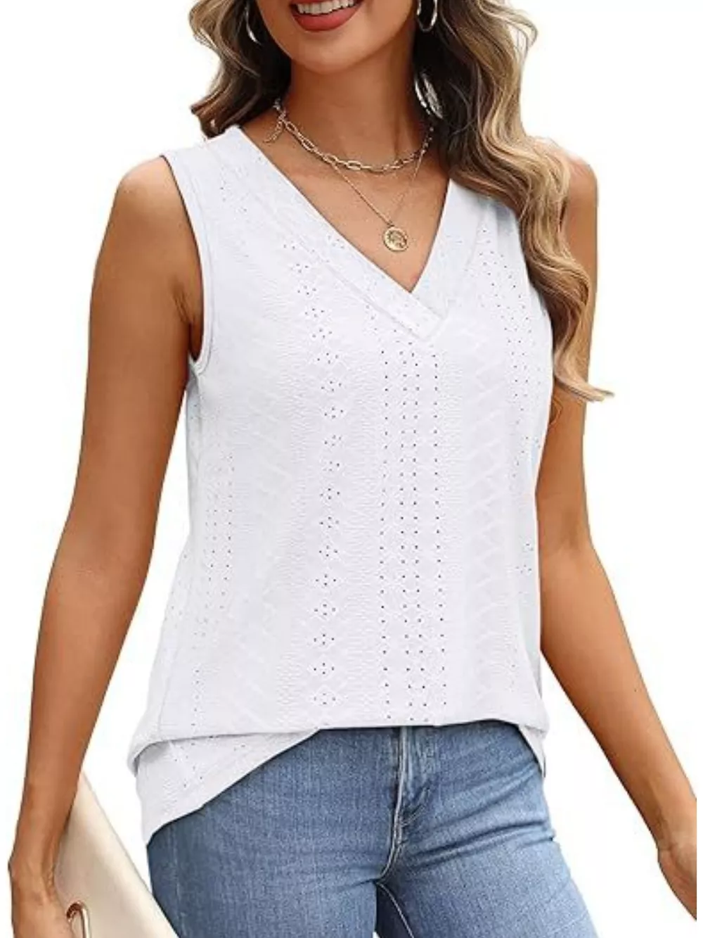 Eyelet V-Neck Tank, image 24