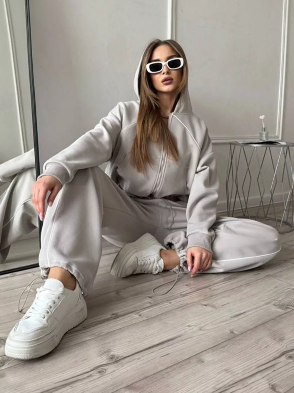 Fleece Zip-Up Hoodie and Joggers Set, image 26