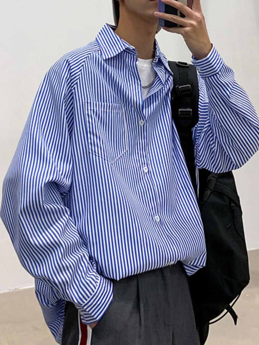 Men's Striped Long Sleeve Button-Up Shirt, image 4